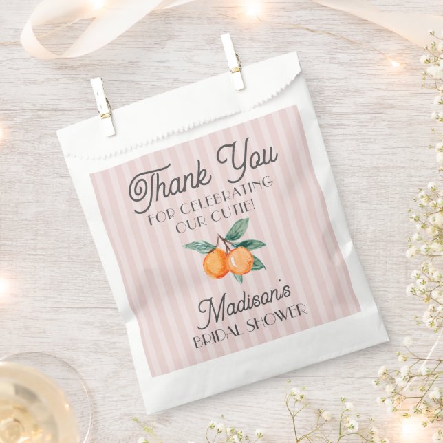 Pink Cutie Main Squeeze Citrus Bridal Shower Favor Bag (Clipped)