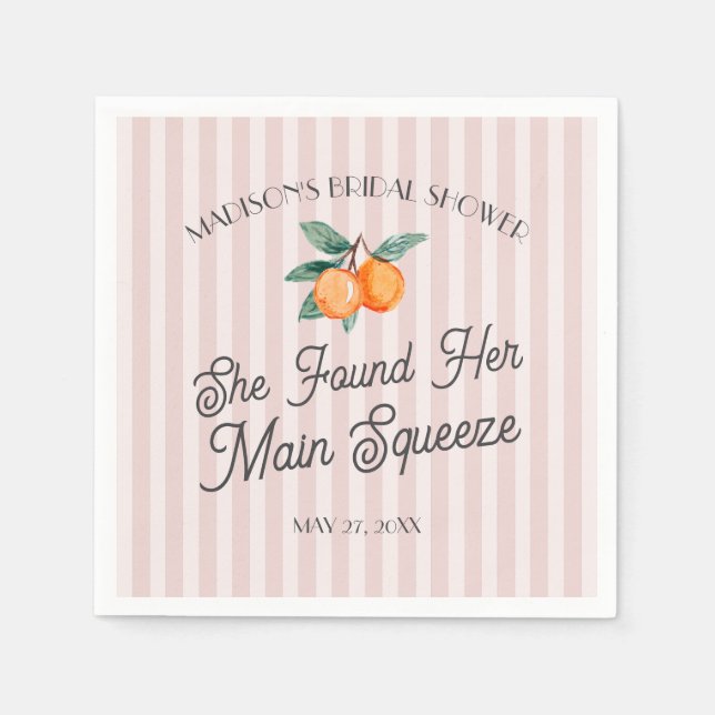 Pink Cutie Main Squeeze Citrus Bridal Shower Napkins (Front)