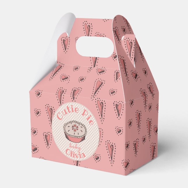 Pink Cutie Pie Baby Girl Favor Boxes (Front Side)