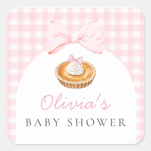 Pink Cutie Pie Baby Shower Square Sticker (Front)