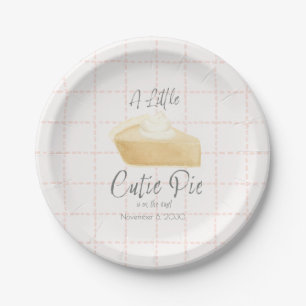 Pink Cutie Pie Fall Pumpkin Pie Girl Baby Shower Paper Plates