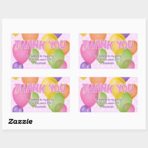 pink cutout cookies balloons birthday thank you rectangular sticker