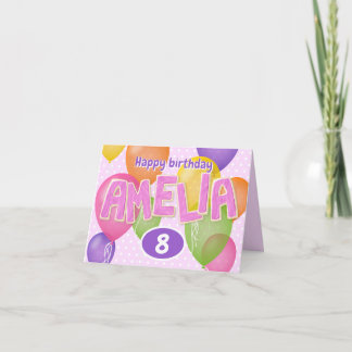 pink cutout letters cookies Amelia birthday Card