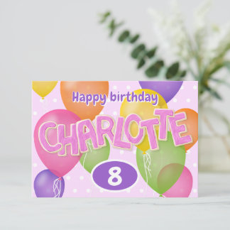 pink cutout letters cookies Charlotte birthday Card
