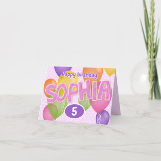 pink cutout letters cookies Sophia birthday Card
