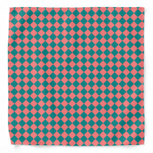 Pink Cyan Checker Diamond Pattern Bandana