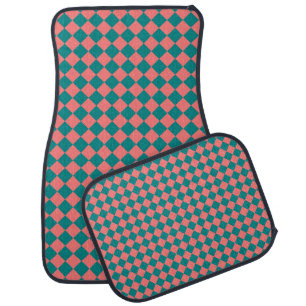 Pink Cyan Checker Diamond Pattern Car Floor Mat
