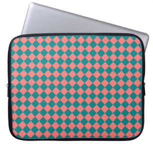 Pink Cyan Checker Diamond Pattern Laptop Sleeve