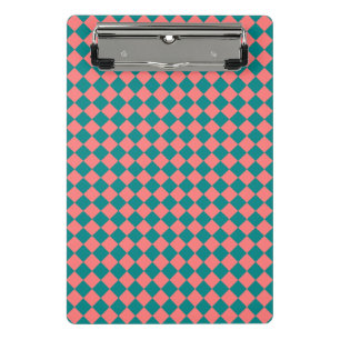 Pink Cyan Checker Diamond Pattern Mini Clipboard