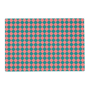 Pink Cyan Checker Diamond Pattern Placemat