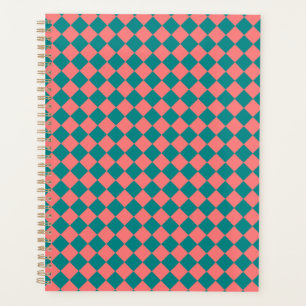 Pink Cyan Checker Diamond Pattern Planner
