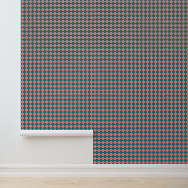Pink Cyan Checker Diamond Pattern Wallpaper (Application)