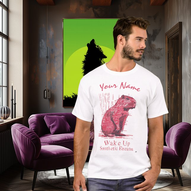 Pink Cyber Capybara – Wake Up Synthetic Dreams T-Shirt (Creator Uploaded)