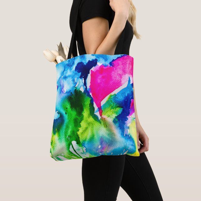 Pink Cyclamen flower abstract watercolor Tote Bag (Close Up)