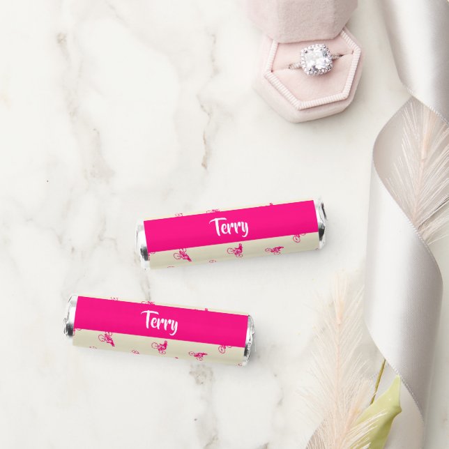 Pink cyclist silhouette pattern breath savers® mints (Wedding)