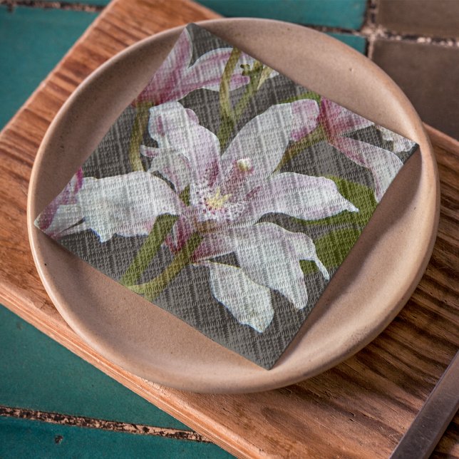 Pink Cymbidium Insigne Orchids Floral Napkins (In Situ Plate)