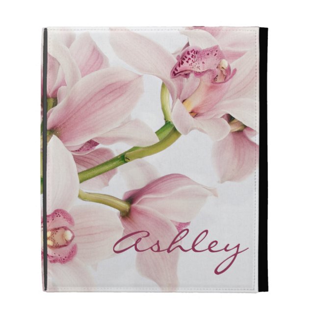 Pink Cymbidium Orchid Personalized iPad Case (Front)