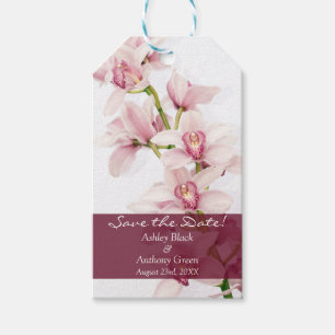 Pink Cymbidium Orchid Photo Wedding Save the Date Gift Tags