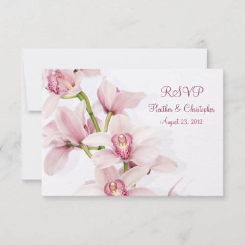 Pink Cymbidium Orchid Wedding Reply RSVP Card