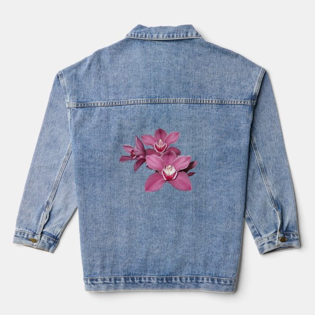 Pink Cymbidium Orchids Denim Jacket (Back)