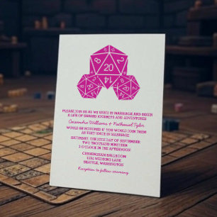 Pink D20 Dice Wedding Invite