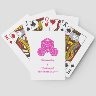 Pink D20 Dice Wedding Playing Cards