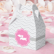 Pink Dachshund Baby Shower Party Favor Box