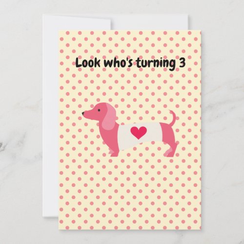 Pink Dachshund Birthday Party Invitation