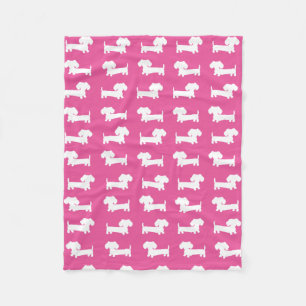 Pink Dachshund Design Fleece Blanket