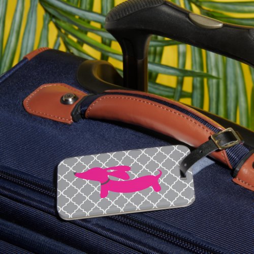 Pink Dachshund Luggage Bag Tag Gift