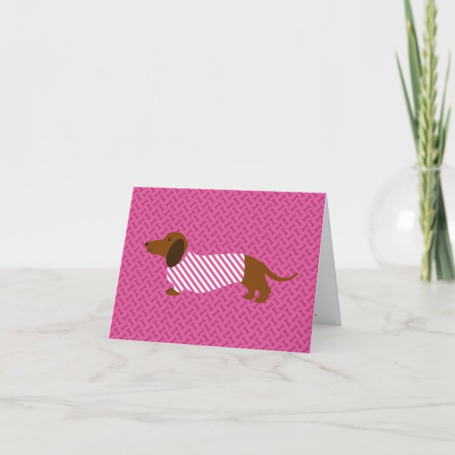 Pink Dachshund Mothers Day Card (Front)