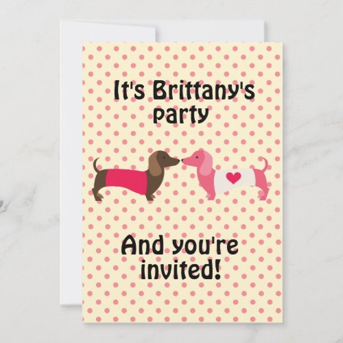 Pink Dachshund Party Invitation