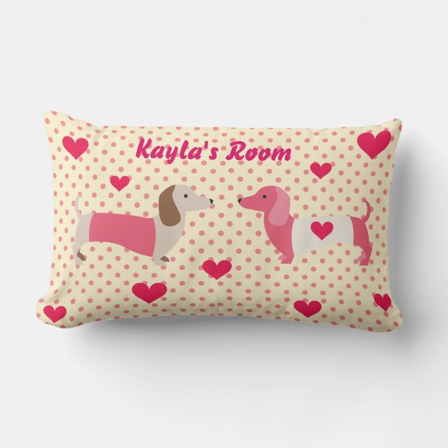 Pink Dachshund Pillow Valentine Gift Customized (Front)