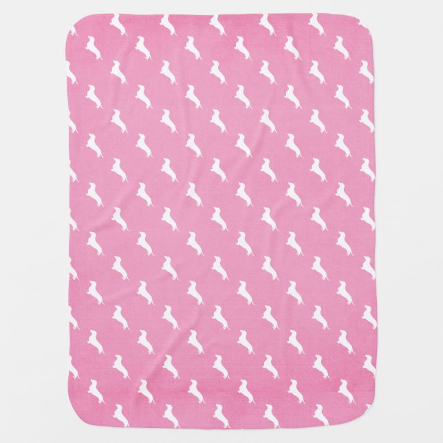 Pink Dachshund Print Receiving Blanket (Front)