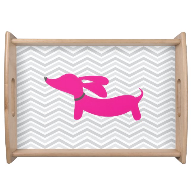 Pink Dachshund Serving Tray (Front)