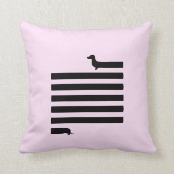 Pink Dachshund Silhouette Square Pillow by Doxie_love at Zazzle