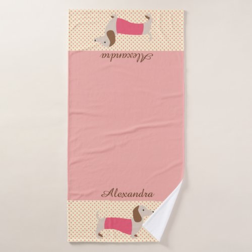 Pink Dachshund Towel Customized Doxie Towel