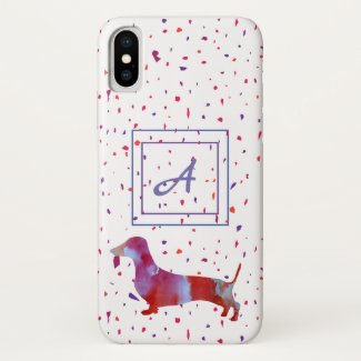 Pink dachshund Watercolor Art Confetti