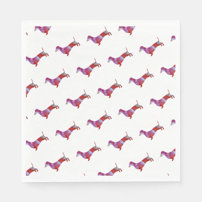 Pink dachshund Watercolor Art Napkins (Front)