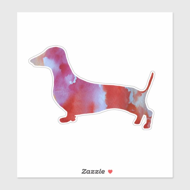 Pink dachshund Watercolor Art Sticker (Sheet)