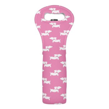Pink Dachshund Wine Bottle Tote Gift Bag by Smoothe1 at Zazzle