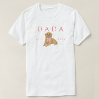 Pink Dada Golden Retriever Birthday T-Shirt