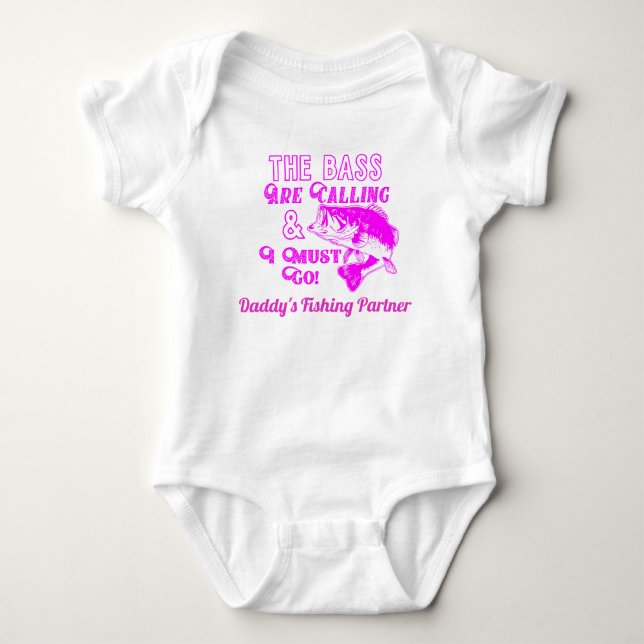 Pink Daddy's Fishing Partner Largemouth Bass Baby Bodysuit (Front)