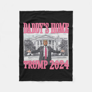 Pink Daddys Home Trump 2024  Fleece Blanket