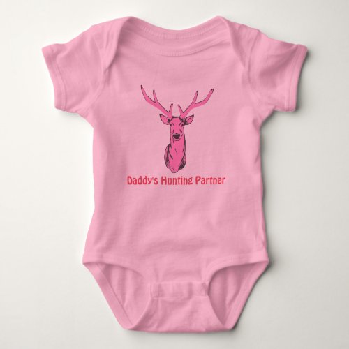 Pink Daddys Hunting Partner For Girls Baby Bodysuit