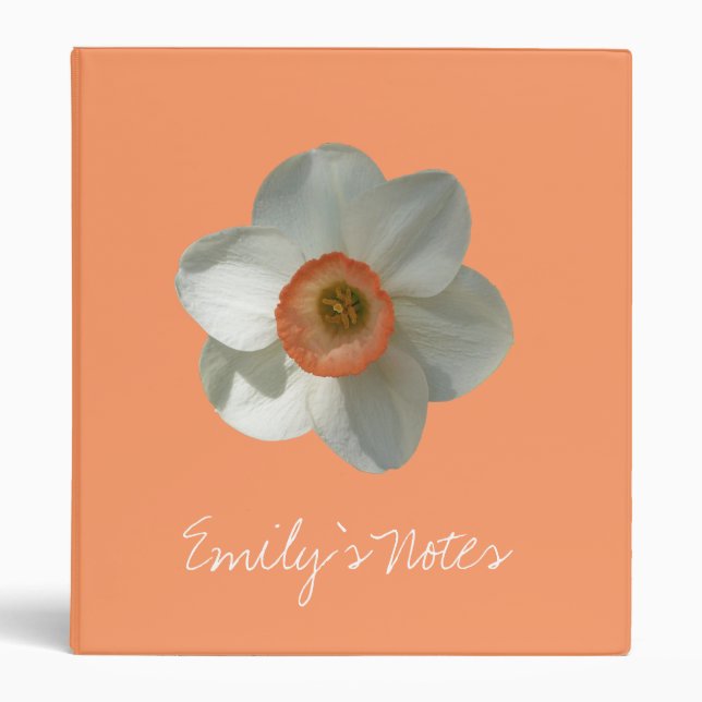 Pink Daffodil Spring Flower 3 Ring Binder (Front)