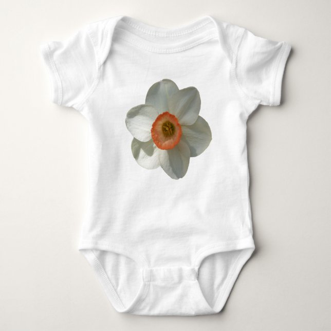 Pink Daffodil Spring Flower Baby Bodysuit (Front)
