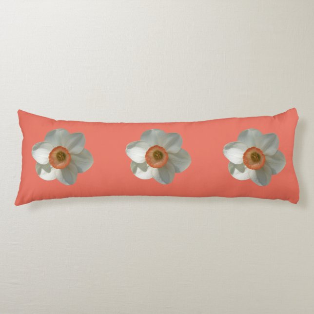 Pink Daffodil Spring Flower Body Pillow (Front)