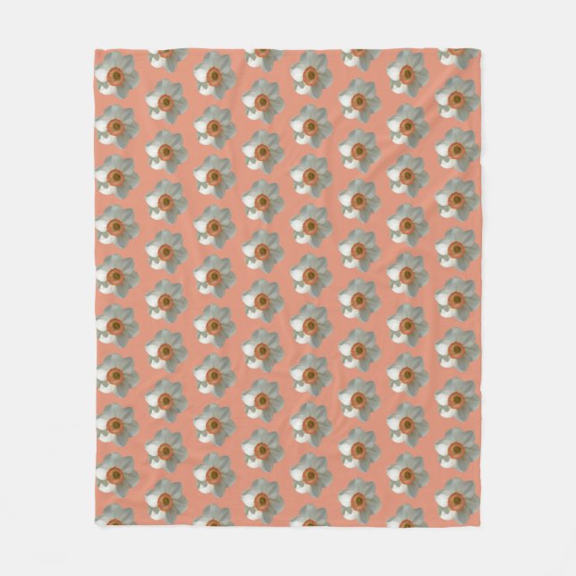 Pink Daffodil Spring Flower Fleece Blanket (Front)