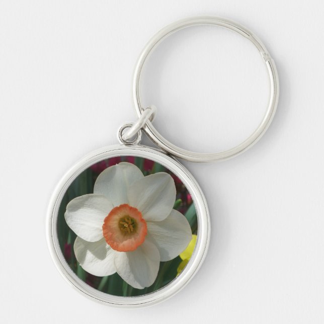 Pink Daffodil Spring Flower Keychain (Front)